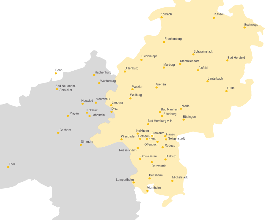 Standort-Karte Hessen und Rheinland-Pfalz